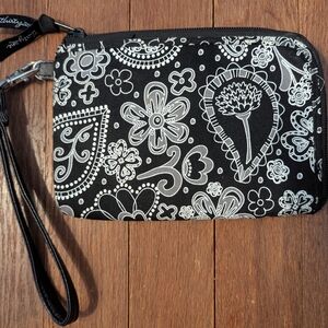 Vera Bradley Black and White Floral Wristlet
